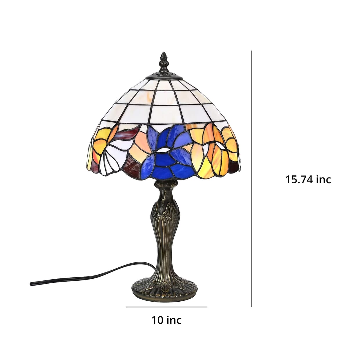 Tiffany Style Lamp Shade with Multi Color 6-Sided Classic Filigree Pattern 10 (E26 Bulb Not Included) image number 6