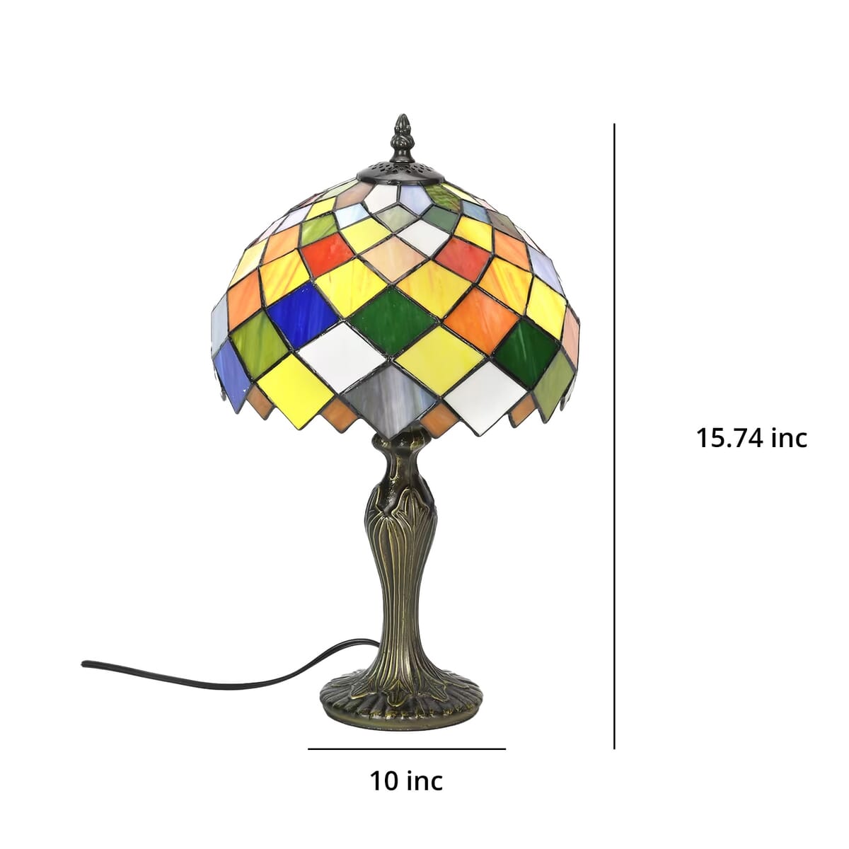 Tiffany Style Lamp Shade with Multi Color Oval Shape Geometric Pattern 10 (E26 Bulb Not Included) image number 6