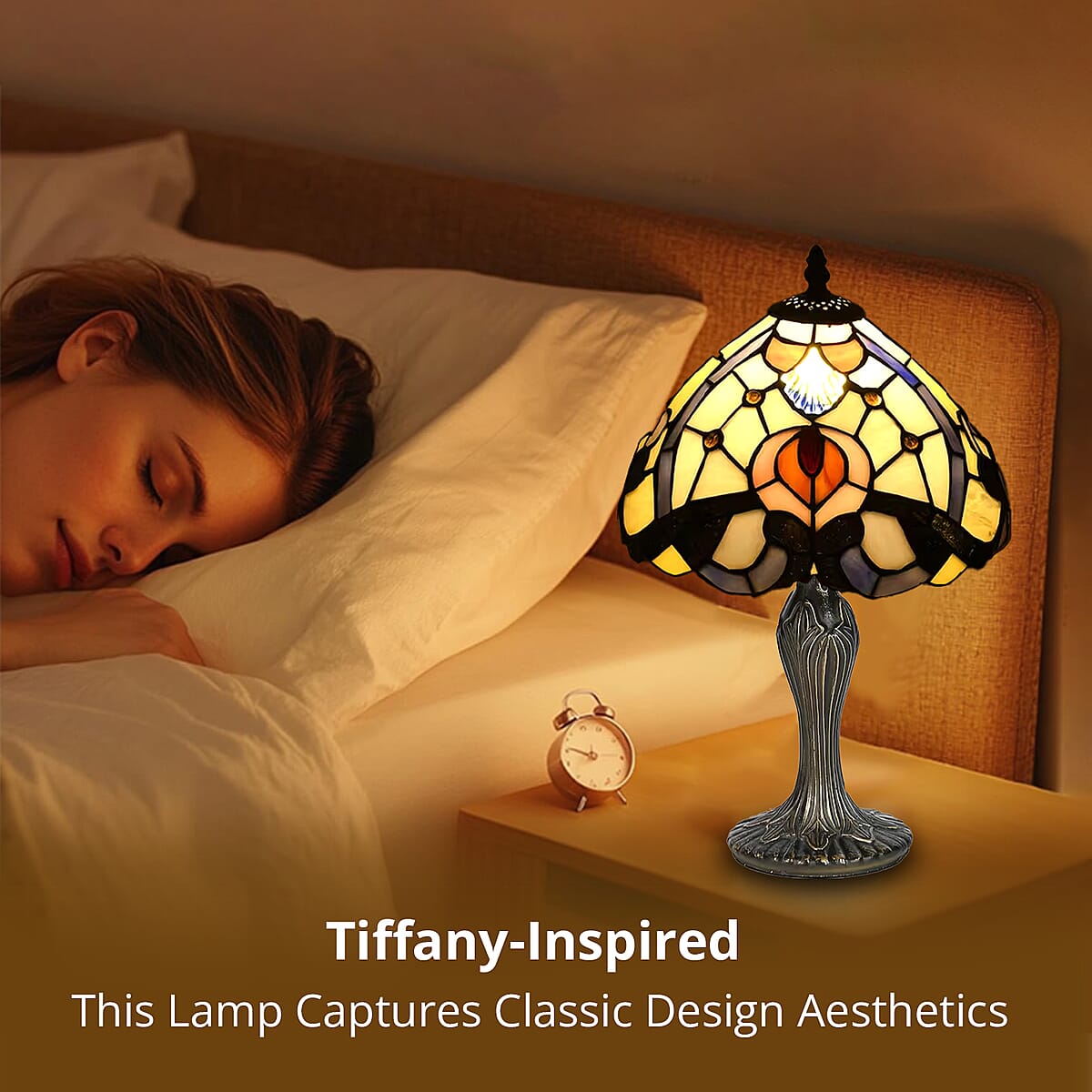 Tiffany Style Lamp Shade With Multi Color with Purple Flower (E26 Bulb Not Included) image number 5