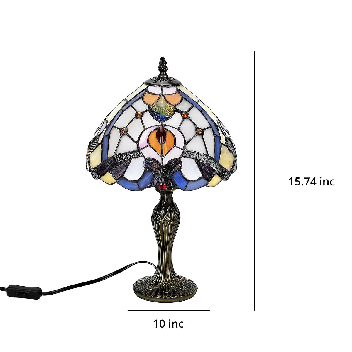 Tiffany Style Lamp Shade With Multi Color with Purple Flower (E26 Bulb Not Included) image number 6
