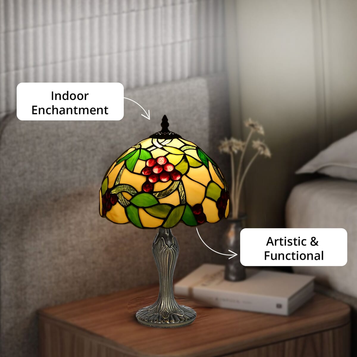 Tiffany Style Lamp Shade with Multi Color Butterfly Pattern 10 (E26 Bulb Not Included) image number 5