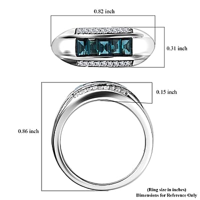 Premium Monte Belo Indicolite and Moissanite 0.80 ctw Ring in Rhodium Over Sterling Silver (Size 6.0)