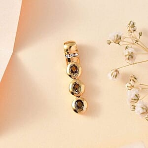Natural Golden Tanzanite and White Zircon 0.63 ctw Pendant in 18K Vermeil Yellow Gold Over Sterling Silver