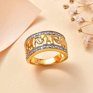 White Diamond 0.20 ctw Fancy Ring in Vermeil YG Over Sterling Silver (Size 5.5)