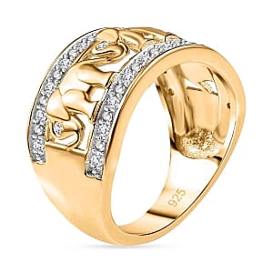 White Diamond 0.20 ctw Fancy Ring in Vermeil YG Over Sterling Silver (Size 5.5)