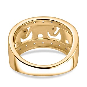 White Diamond 0.20 ctw Fancy Ring in Vermeil YG Over Sterling Silver (Size 5.5)