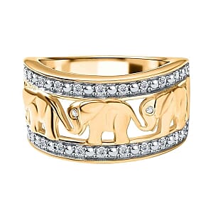 White Diamond 0.20 ctw Fancy Ring in Vermeil YG Over Sterling Silver (Size 6.5)