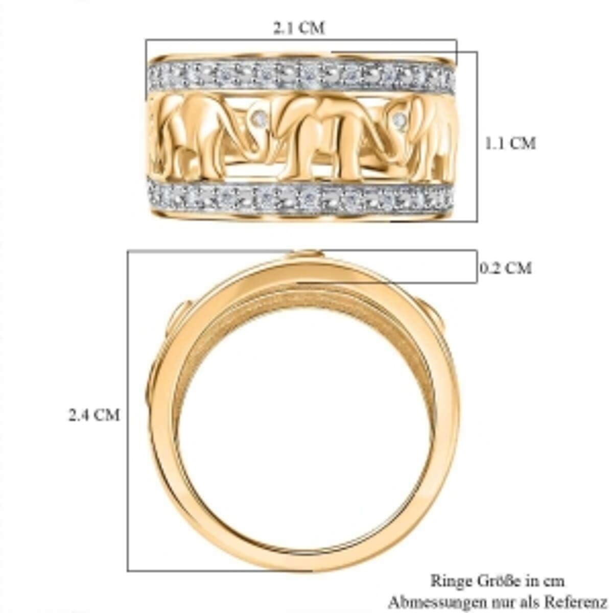 White Diamond 0.20 ctw Fancy Ring in Vermeil YG Over Sterling Silver (Size 6.5) image number 6