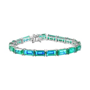 Peacock Quartz (Triplet) 31.25 ctw Bracelet in Rhodium Over Sterling Silver (7.25 In)