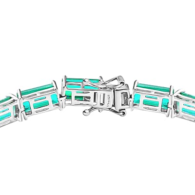 D'Joy Peacock Quartz (Triplet) 31.25 ctw Bracelet in Rhodium Over Sterling Silver (7.25 In)