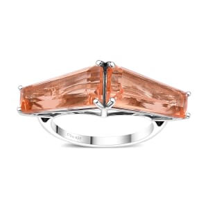 Morganique Quartz (Triplet) 7.50 ctw Ring in Rhodium Over Sterling Silver (Size 10.0)