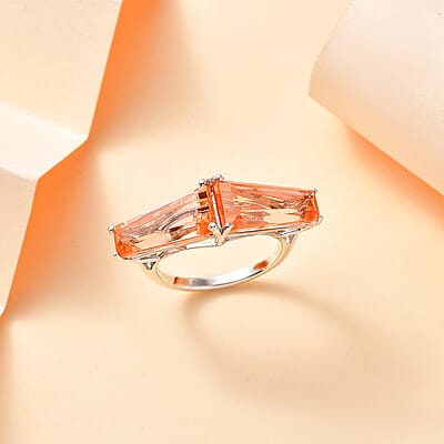 Morganique Quartz (Triplet) 7.50 ctw Ring in Rhodium Over Sterling Silver (Size 10.0)