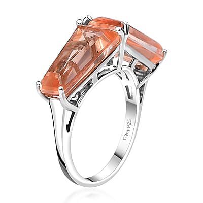 Morganique Quartz (Triplet) 7.50 ctw Ring in Rhodium Over Sterling Silver (Size 10.0)