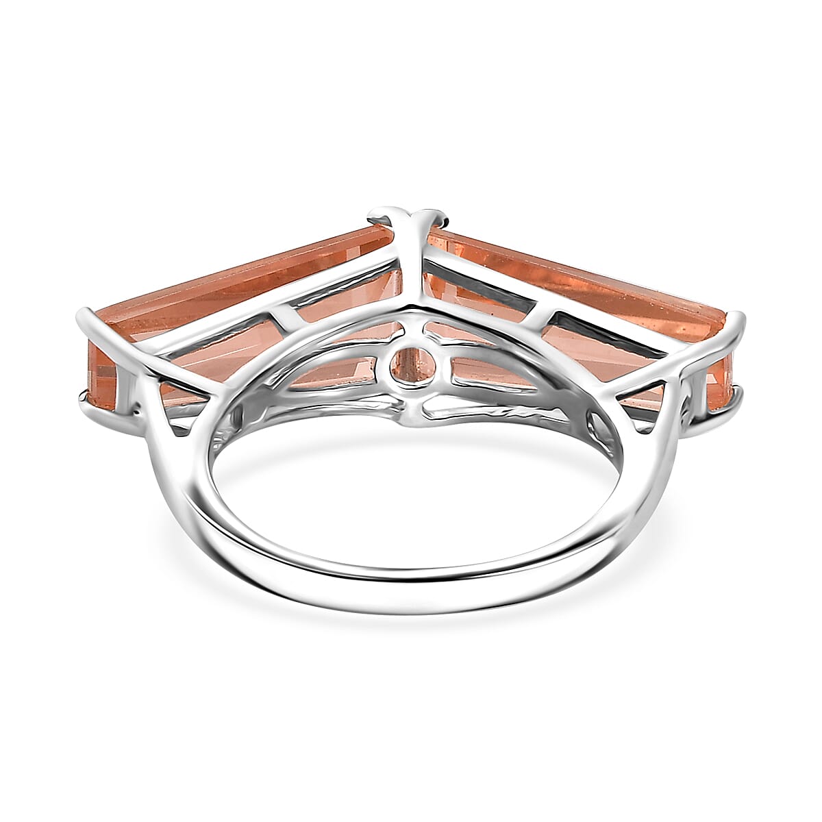 Morganique Quartz (Triplet) 7.50 ctw Ring in Rhodium Over Sterling Silver (Size 10.0)