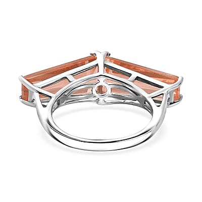 Morganique Quartz (Triplet) 7.50 ctw Ring in Rhodium Over Sterling Silver (Size 10.0)