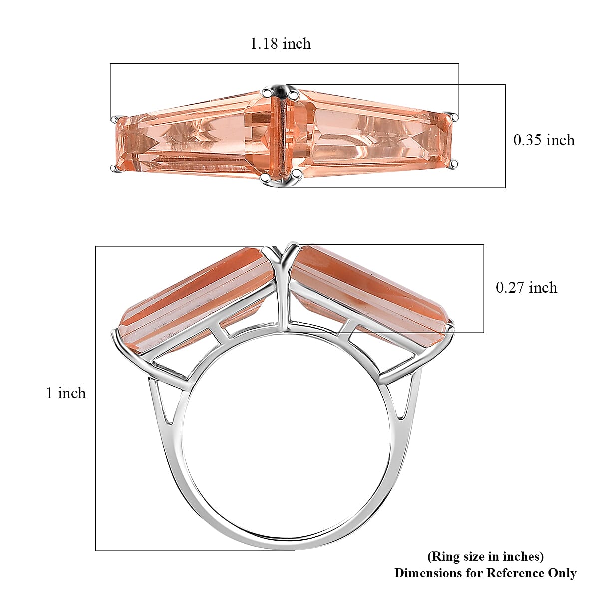 Morganique Quartz (Triplet) 7.50 ctw Ring in Rhodium Over Sterling Silver (Size 10.0)