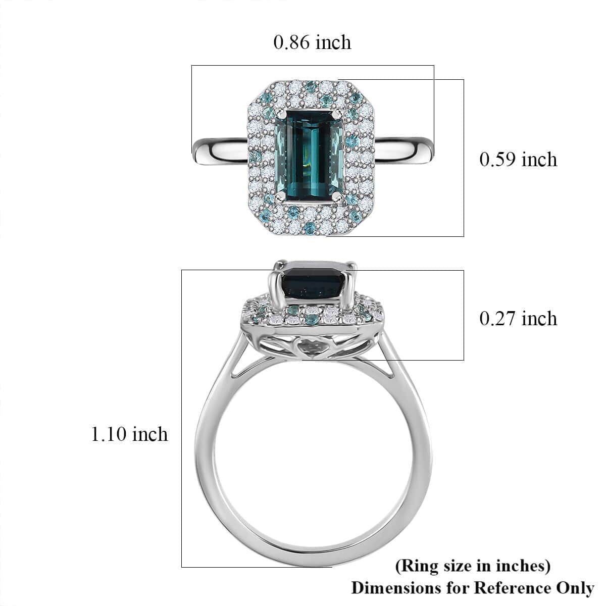 Certified & Appraised Rhapsody AAAA Monte Belo Indicolite, Paraiba Tourmaline and E-F VS Diamond 2.90 ctw Double Halo Ring in 950 Platinum (Size 6.0) 6.55 Grams image number 5