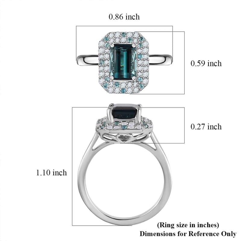 Certified & Appraised Rhapsody AAAA Monte Belo Indicolite, Paraiba Tourmaline and E-F VS Diamond 2.90 ctw Double Halo Ring in 950 Platinum (Size 6.0) 6.55 Grams