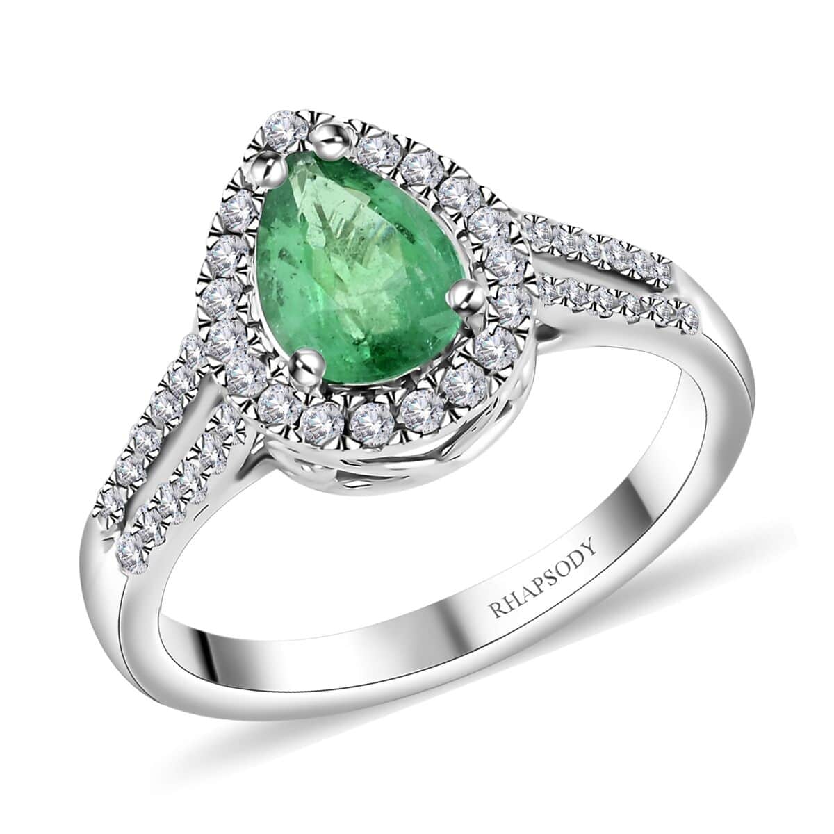 Certified & Appraised Rhapsody AAAA Gemfield Emerald and E-F VS Diamond 1.00 ctw Ring in 950 Platinum (Size 10.0) 6 Grams image number 0