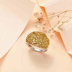 Yellow Diamond 1.00 ctw Cocktail Ring in Rhodium Over Sterling Silver (Size 6.0)