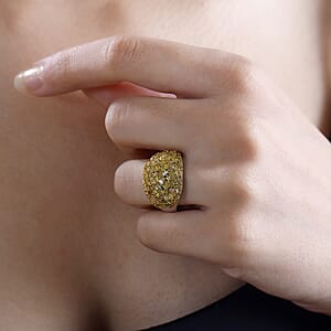 Yellow Diamond 1.00 ctw Cocktail Ring in Rhodium Over Sterling Silver (Size 6.0)