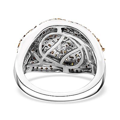 Yellow Diamond 1.00 ctw Cocktail Ring in Rhodium Over Sterling Silver (Size 6.0)