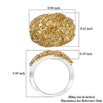 Yellow Diamond 1.00 ctw Cocktail Ring in Rhodium Over Sterling Silver (Size 6.0)