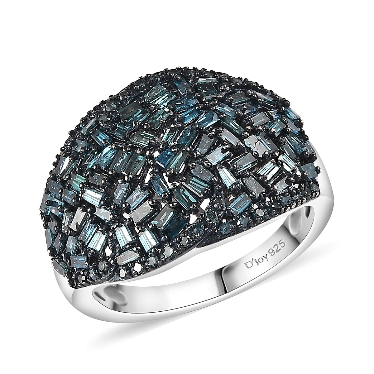 Blue Diamond 1.00 ctw Cocktail Ring in Rhodium Over Sterling Silver (Size 6.0) image number 0