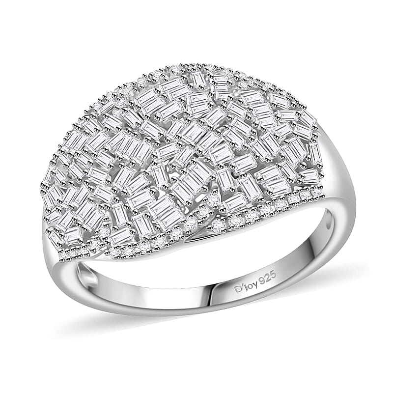 Diamond 1.00 ctw Cocktail Ring in Rhodium Over Sterling Silver (Size 6.0)