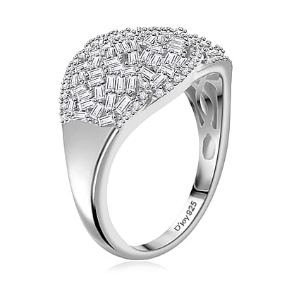 Diamond 1.00 ctw Cocktail Ring in Rhodium Over Sterling Silver (Size 6.0)