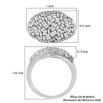 Diamond 1.00 ctw Cocktail Ring in Rhodium Over Sterling Silver (Size 6.0)