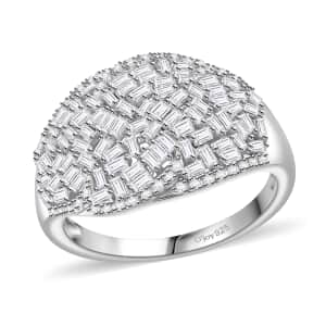 Diamond 1.00 ctw Cocktail Ring in Rhodium Over Sterling Silver (Size 7.0)