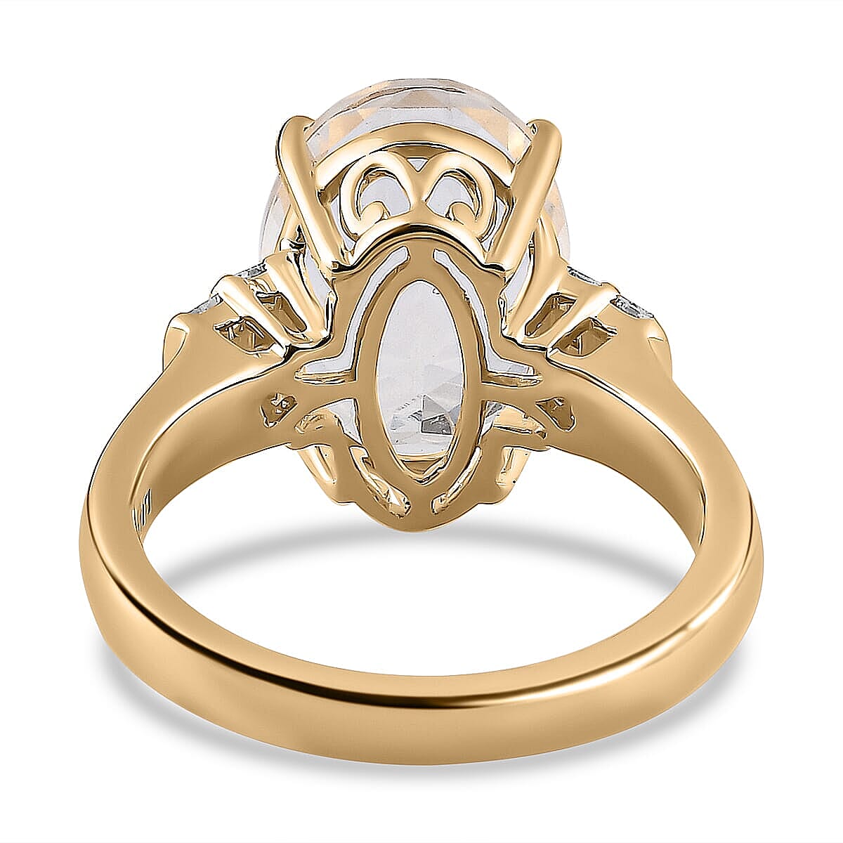 Luxoro 10K Yellow Gold Premium Mexican Hyalite Opal and G-H I2 Diamond Ring (Size 12.0) with Free UV Flash Light 4.50 ctw image number 4