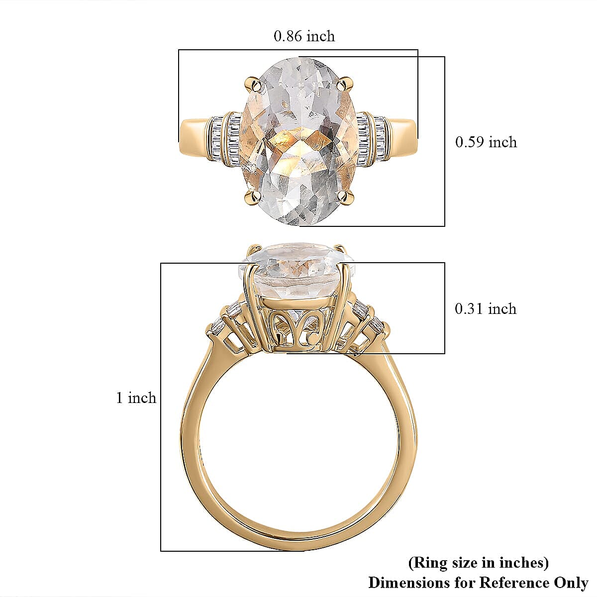 Luxoro 10K Yellow Gold Premium Mexican Hyalite Opal and G-H I2 Diamond Ring (Size 12.0) with Free UV Flash Light 4.50 ctw image number 5