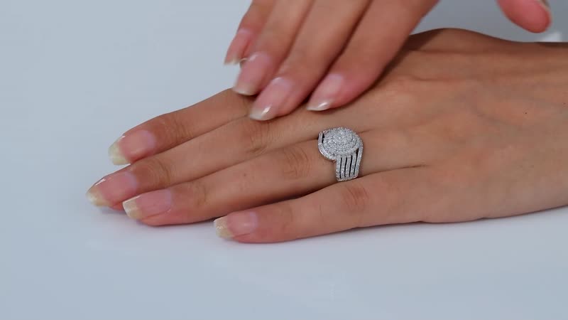 Diamond Bypass Ring in Rhodium Over Sterling Silver (Size 10.0) 1.00 ctw