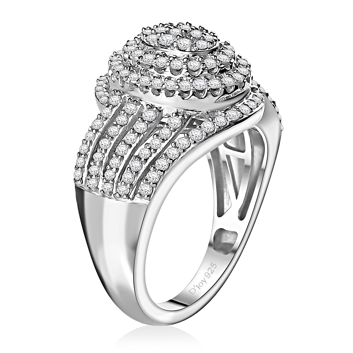 Diamond 1.00 ctw Bypass Ring in Rhodium Over Sterling Silver (Size 10.0)