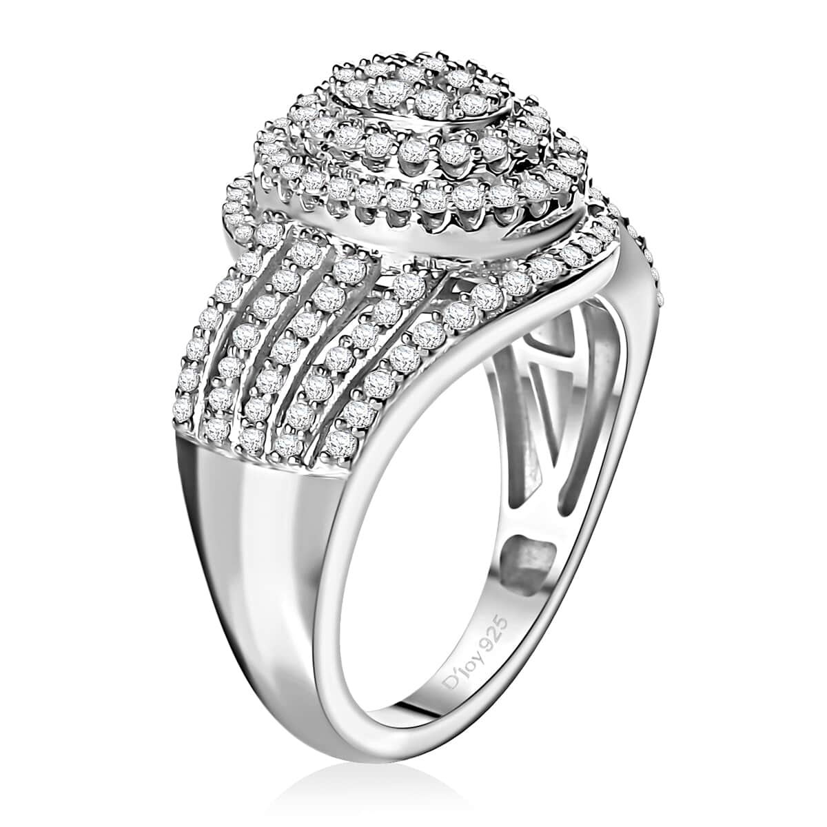 Diamond Bypass Ring in Rhodium Over Sterling Silver (Size 10.0) 1.00 ctw image number 3