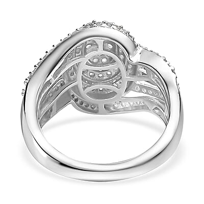 Diamond 1.00 ctw Bypass Ring in Rhodium Over Sterling Silver (Size 10.0)