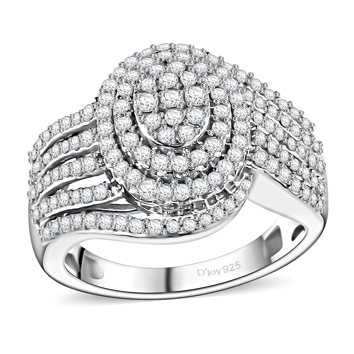 Diamond 1.00 ctw Bypass Ring in Rhodium Over Sterling Silver (Size 8.0) image number 0