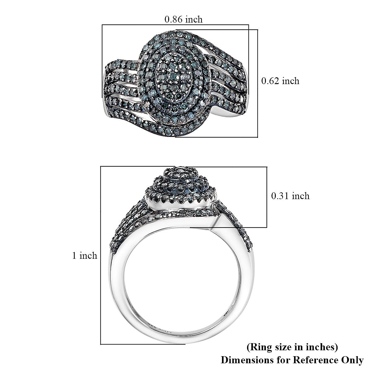 Diamond Bypass Ring in Rhodium Over Sterling Silver (Size 10.0) 1.00 ctw image number 5