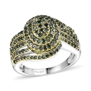 Green Diamond 1.00 ctw Ring in Rhodium Over Sterling Silver (Size 7.0)