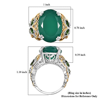 D'Joy Verde Onyx and Chrome Diopside 11.30 ctw Butterfly Ring in 18K Vermeil YG and Rhodium Over Sterling Silver (Size 10.0)