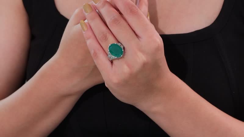 Karis Verde Onyx Solitaire Ring in Platinum Bond (Size 10.0) 8.10 ctw