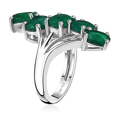 Verde Onyx 3.85 ctw Cascade of Dew Ring in Rhodium Over Sterling Silver (Size 10.0)