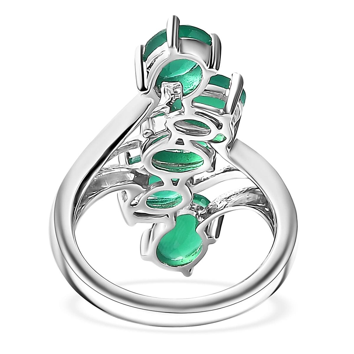 Verde Onyx 3.85 ctw Cascade of Dew Ring in Rhodium Over Sterling Silver (Size 10.0)