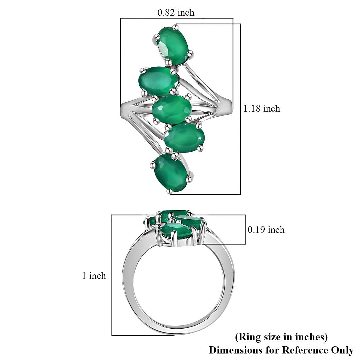Verde Onyx 3.85 ctw Cascade of Dew Ring in Rhodium Over Sterling Silver (Size 10.0)