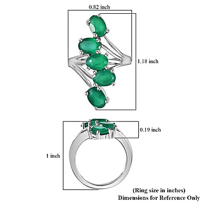 Verde Onyx 3.85 ctw Cascade of Dew Ring in Rhodium Over Sterling Silver (Size 10.0)