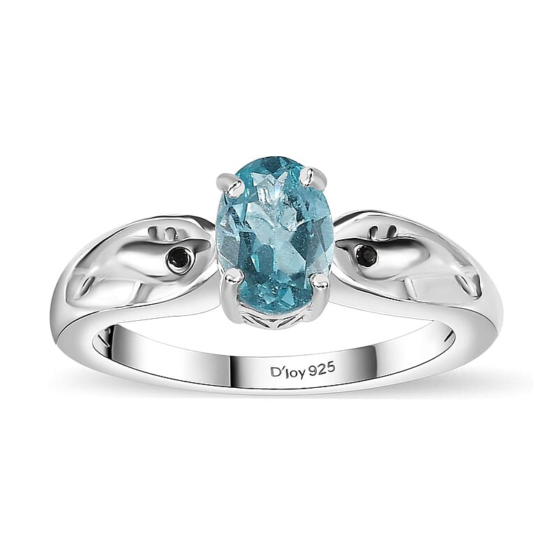 Premium Betroka Blue Apatite and Thai Black Spinel 0.80 ctw Ring in Sterling Silver (Size 10.0)