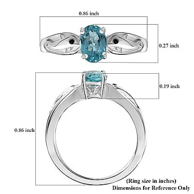Premium Betroka Blue Apatite and Thai Black Spinel 0.80 ctw Ring in Sterling Silver (Size 10.0)