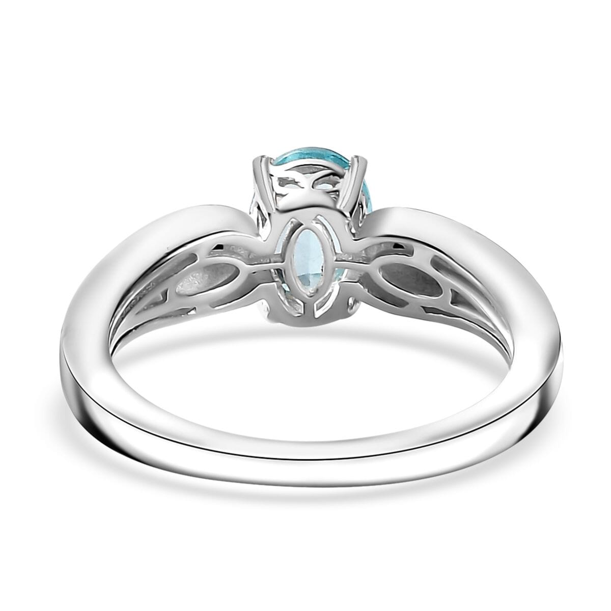 Premium Betroka Blue Apatite and Thai Black Spinel 0.80 ctw Ring in Sterling Silver (Size 8.0) image number 4